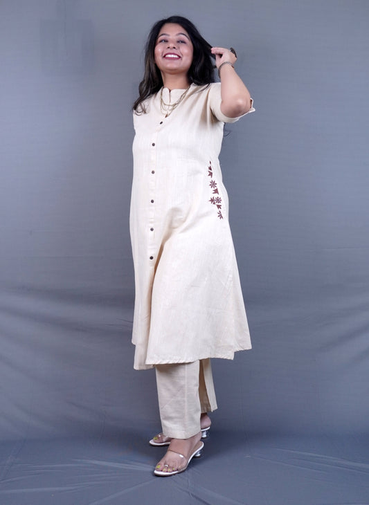 Perfect Summer Office Coord set in Pure Cotton at Off-white colour