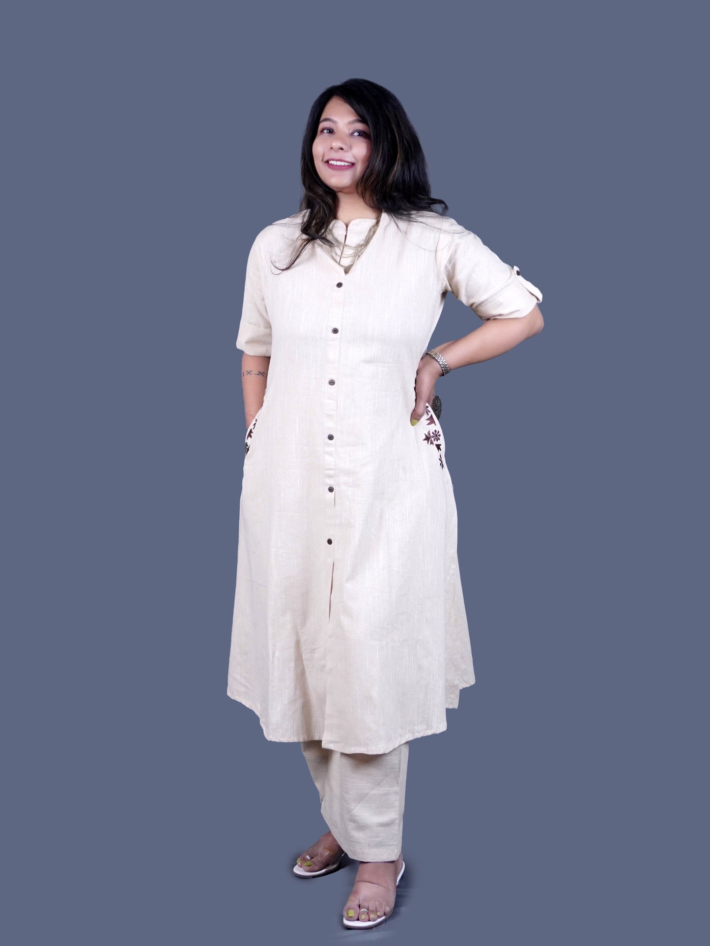 Pure cotton Rust Orange Coord Set with Pockets