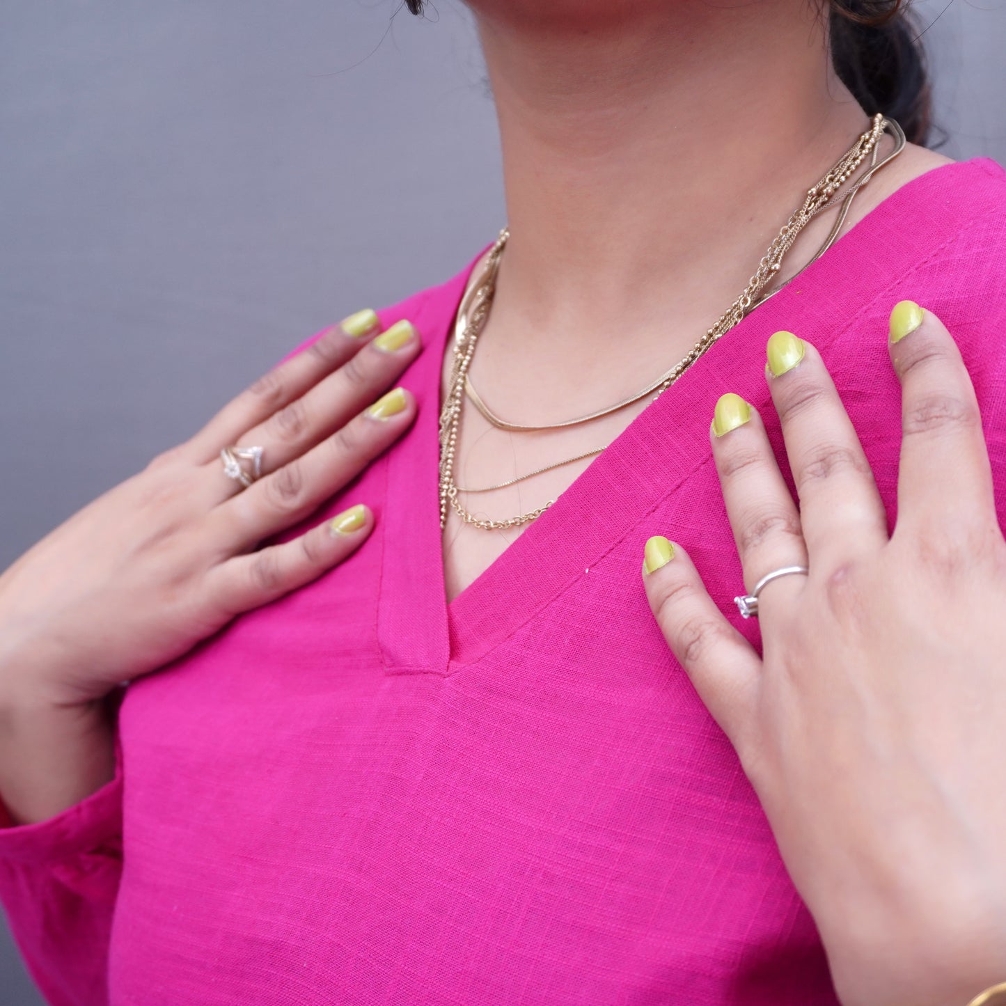 Pure Linen Baby Pink Coord set with cute Boho Sleeves