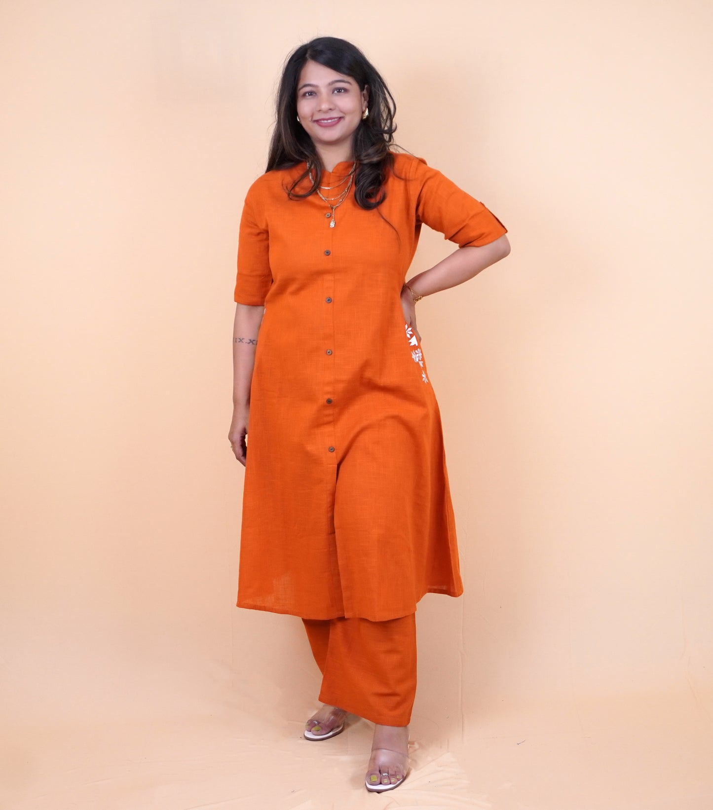 Perfect Summer Office Coord set in Pure Cotton at Off-white colour